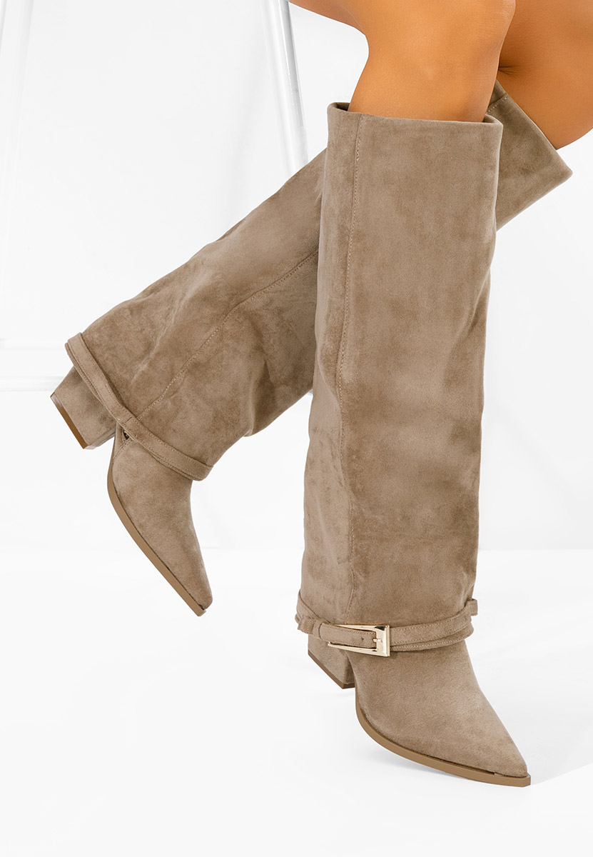 Anolia khaki magassarkú csizma