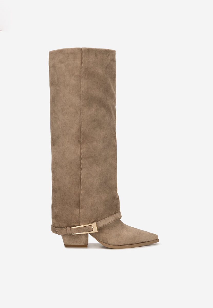 Anolia khaki magassarkú csizma