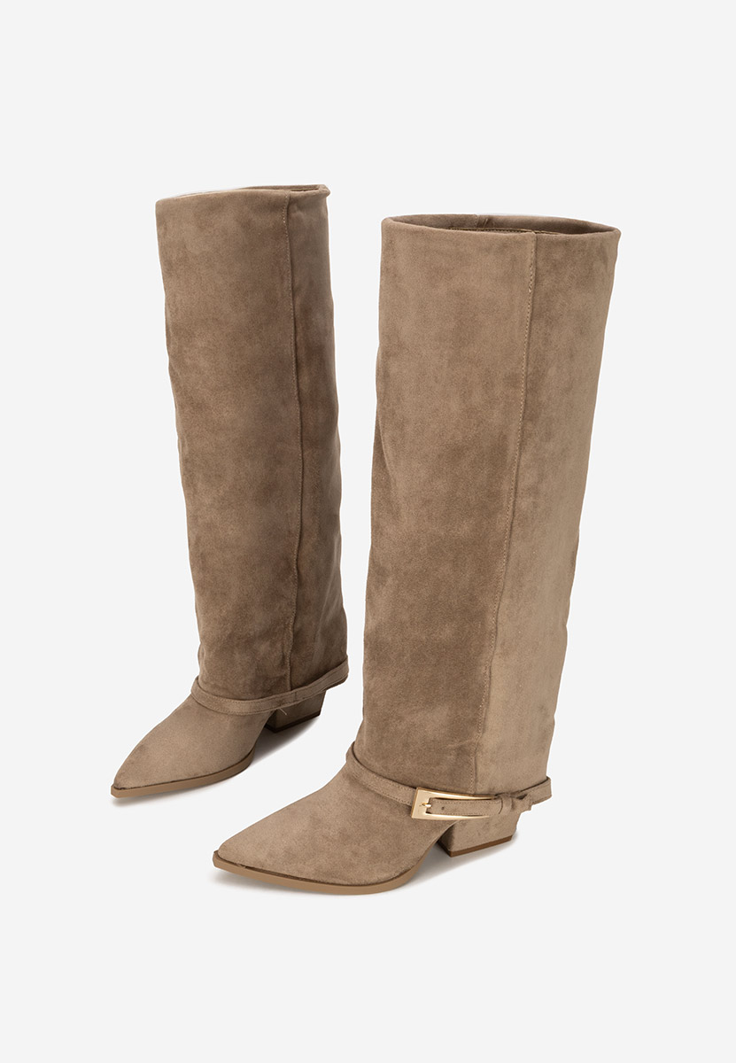 Anolia khaki magassarkú csizma