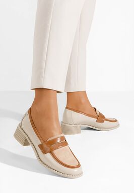 Bruna bézs női loafer cipő