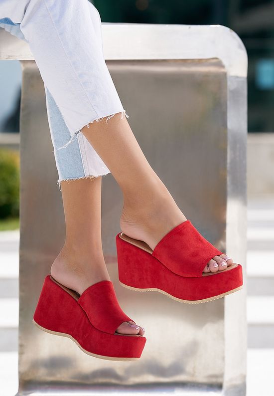 Belona piros telitalpú papucs, Méret: 40 - Zapatos