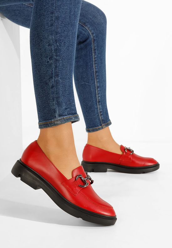 Duquesa v2 piros bőr mokaszin női, Méret: 38 - Zapatos