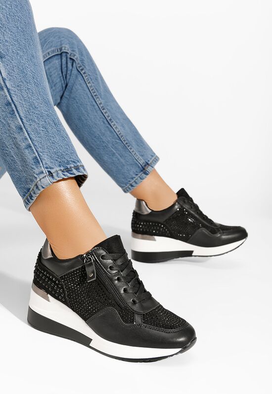 Karena fekete platform sneaker cipő , Méret: 40 - Zapatos