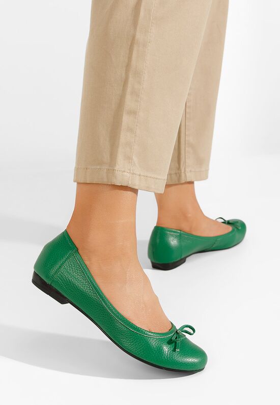 Beriana zöld bőr balerina cipő, Méret: 35 - Zapatos