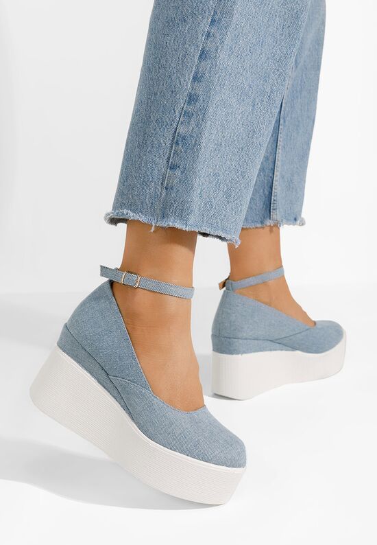 Leanora kék telitalpú platform cipő, Méret: 41 - Zapatos