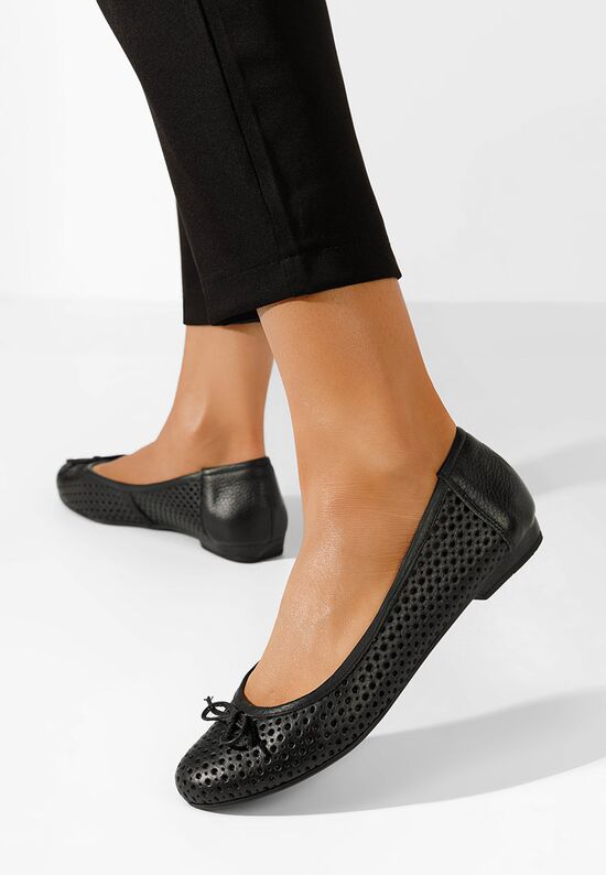 Beriana v3 fekete bőr balerina cipő, Méret: 40 - Zapatos