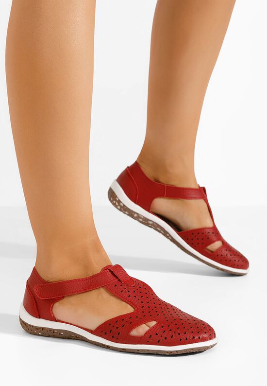 Dorina piros bőr balerina cipő, Méret: 36 - Zapatos