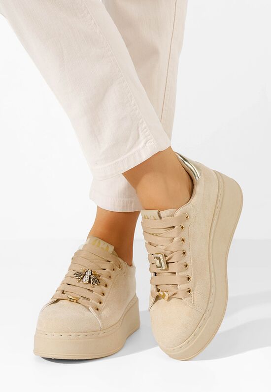 Kyira bézs telitalpú platform sneaker, Méret: 39 - Zapatos